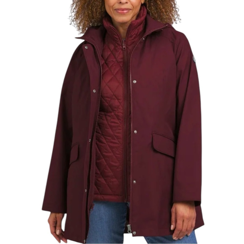 Lands' End Women's 3-in-1 System Jacket Vest Burgundy XL 18 NWT